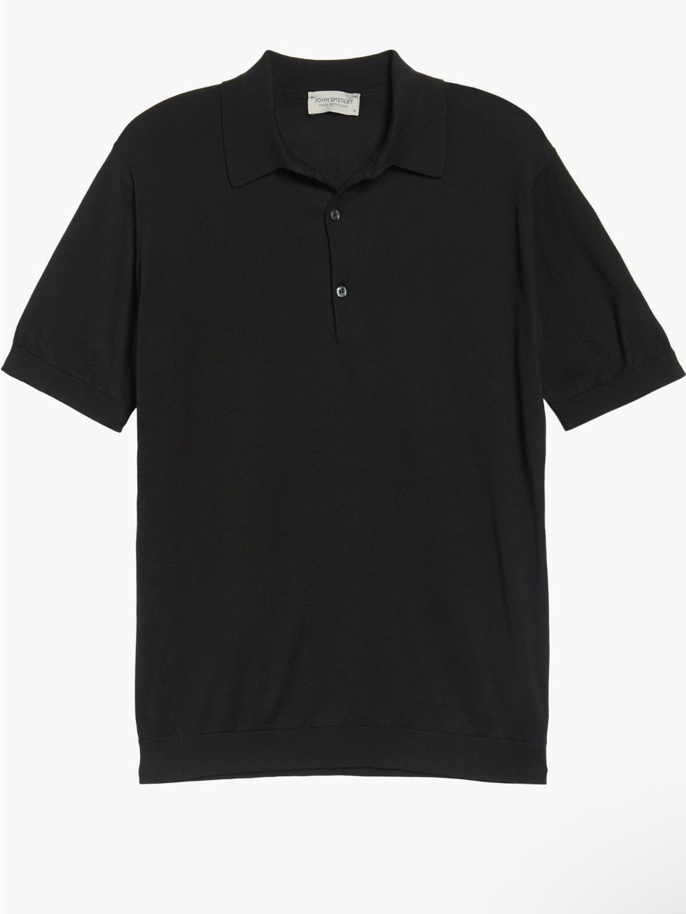JOHN SMEDLEY SEA ISLAND COTTON JERSEY POLO BLACK SIZE LARGE NWOT